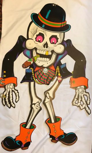 Vintage Beistle Halloween 31” Jointed Die Cut Skeleton 70s
