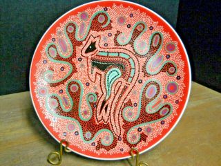 8 " Decorative Plate Kangaroo Dreaming Aboriginal Art Pam Hall Australia