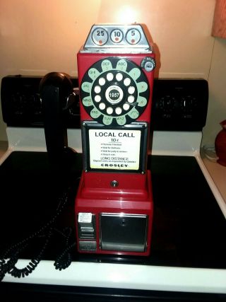 Crosley Red Retro Pay Phone/bank,  Wall Mountable,