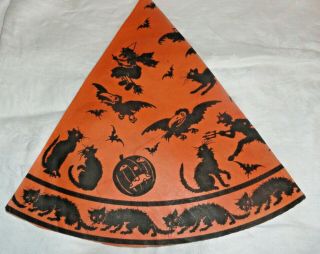 Vintage Halloween Paper Party Hat Witch Devil Crows Black Cats Bats Owl