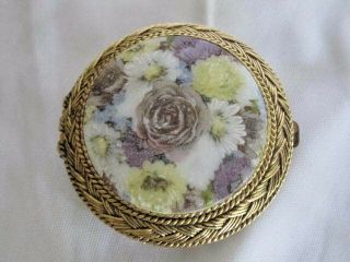 Vintage Max Factor Floral Fresco Compact Collectible Creme Puff Pressed Powder