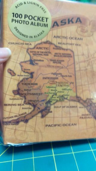 Alaska Photo Album holds 100 4x6 photos - Map on both sides Plus postcard 4