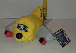 Southwest Airlines Plane Plush Yellow With Red Orange Trim 8 " Long With Tag