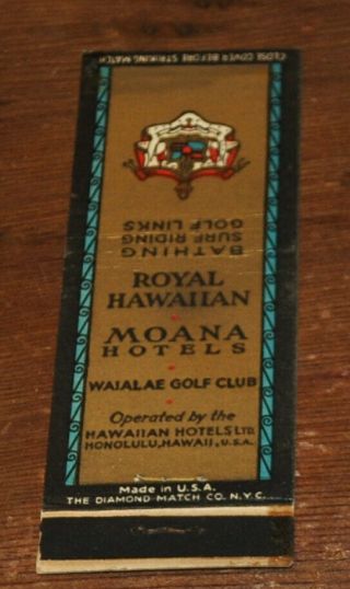1930s Honolulu Th Hawaii Advertising Matchbook Royal Hawaiian Hotel Surf Riding