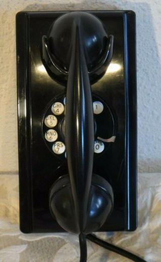 Western Electric Model 354 Black Wall Telephone With Rotary Dial And F1 Handset