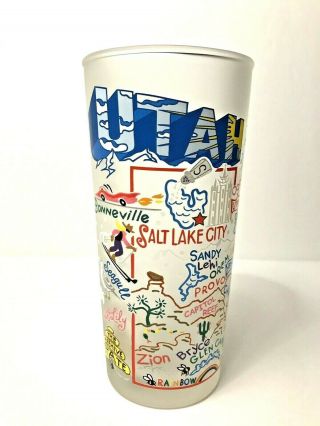 Utah Catstudio Frosted Drinking Glass,  Salt Lake City,  Sundance,  Park City,  Nwt