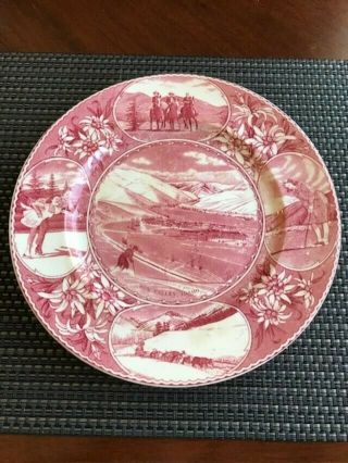 Vintage Sun Valley,  Idaho Souvenir Plate Red
