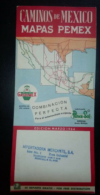 1954 Marzo Caminos De Mexico Road Map Pemex Oil Gas 8 Maps