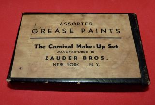 Vtg Grease Paints The Carnival Make Up Set Zauder Bros York 1920s Clown A2