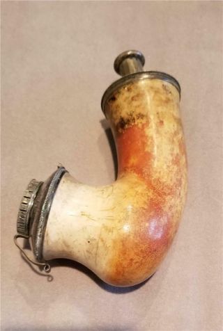 Rare Antique Huge Heavy Slavic Meershaum Pipe Bowl With Silver Cap And Pipe