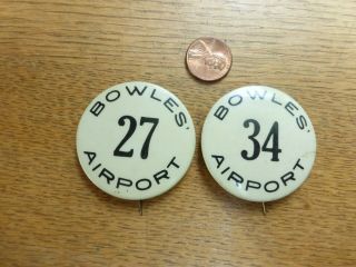 2 Employee Pins From Bowles Airport Agawam Mass