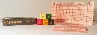 Vintage Bakelite Galloping Golf Dice Game W/instructions & Scorecards Evc