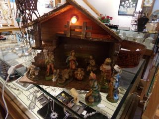 Vintage Italian Nativity Set Christmas Manger Creche 10 Figures Made In Italy