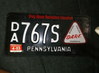 Pennsylvania Dare License Plate Exp.  2004