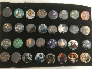 Set Of 33 Collectible Lord Of The Rings Button Badge Pins -