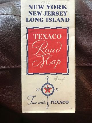 Vintage Tour With Texaco Road Map,  1935,  York Jersey Long Island