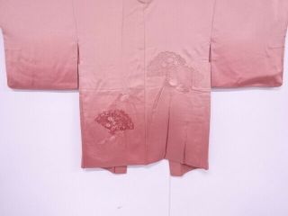 80701 Japanese Kimono / Vintage Haori / Cutwork / Fan & Dry Leaves