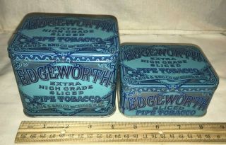 Antique 2x Edgeworth Tin Litho Pipe Tobacco Can Larus Richmond Va Country Store