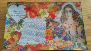 Judaica Piatti Woman Of Valor Sabbath Decoupage Glass Art Tray