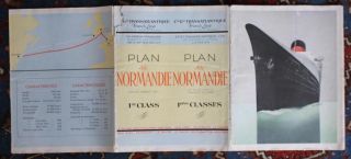 FRENCH LINE CGT SS NORMANDIE FIRST CLASS FULL COLOUR CODED DECK PLAN 4