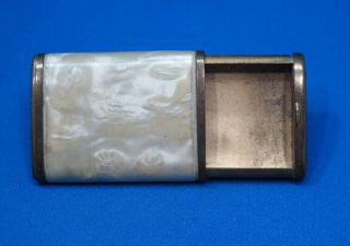 Match Safe,  Slide Type,  Marbleized Celluloid Wrap Over Brass,  C.  1900