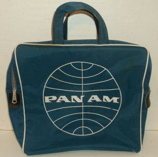 Vintage Pan Am Airlines Blue Nylon Travel Carry On Bag Jet Set 11×12×5 Npc