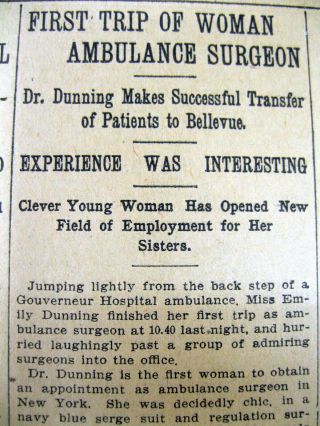 1903 Newspaper Emily Dunning Barringer 1st Woman Doctor Get A Surgical Residency