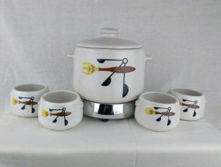 West Bend | Heat Rite Electric Base & Ceramic Bean Pot W/ Lid And 4 Small Bowls