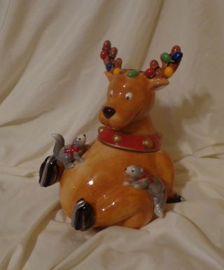 Cookie Jar Mrs.  Fields Reindeer On Skates