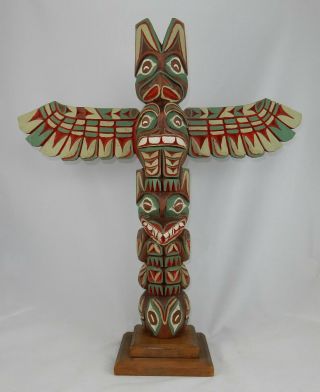 Rick Williams Carved And Painted Totem Pole 20.  5 " Tall,  Northwest Coast Signed