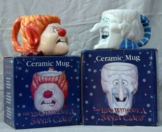 Year Without A Santa Claus Figural Ceramic Mugs Neca ©2002 Snow - Heat Miser