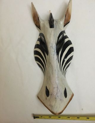 African Zebra Animal Wooden Mask Wall Hanging Home Decor Souvenir Solid Wood 4