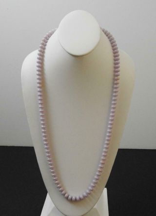 Vintage Lavender Bead Necklace Silver Tone Clasp About 30 " W45