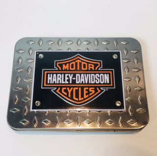 Harley - Davidson Casino Quality Playing Cards 2 Decks In Metal Keepsake Box