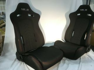 Nrg Rsc - 800l/r - The Arrow Series Sport Seats,  Black Fabric With Red Sttitching
