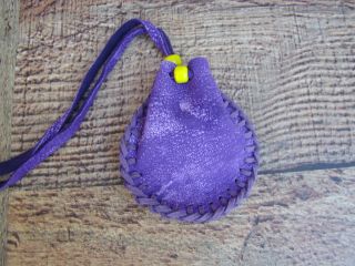 Native American Deerskin Medicine Bag Leather Necklace Pouch 3 " X 2.  5 "