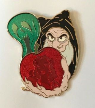 Disney Htf Snow White Evil Queen Old Hag Poison Apple Jumbo Pin Le 350