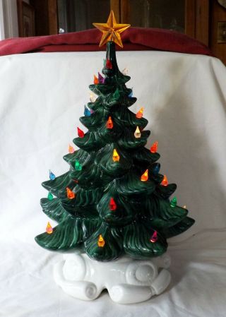 Vintage 18 1/2 " Lighted Ceramic Christmas Tree Condit