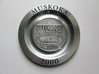 Lake Joseph Club 2000 Silver Tone Decorative Plate Muskoka Ontario 10 1/4 "