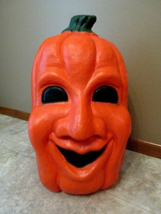 Vintage Lighted Halloween Jolly Face Pumpkin Blow Mold - 25 " Tall