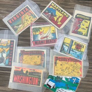 10 Colorful Vintage Luggage Decal Stickers Travel North America Bluebusdave