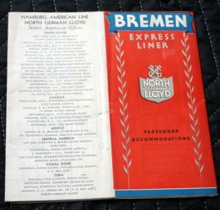 North German Lloyd Bremen Deck Plan Brochure 1936