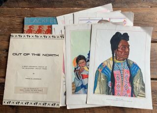 Blackfeet Indians Of Glacier National Park Mt Montana – 24 Color Prints C.  1940