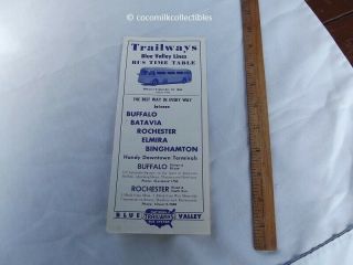 1960 Trailways Bus Time Table Buffalo Batavia Rochester Elmira Binghamton Ny