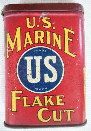 1910 Us Marine Flake Cut Vertical Pocket Tobacco Tin Of Md - 4 1/4 " Tall Version