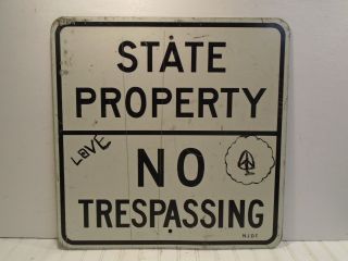Vintage No Trespassing Sign State Property Njdot 24 " X 24 " Reflective Jersey