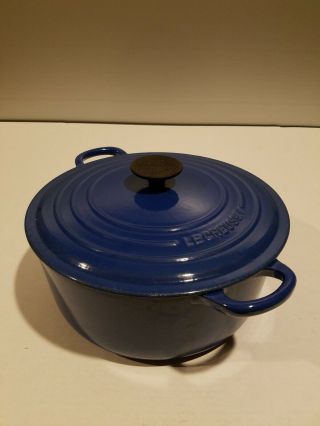 Le Creuset 26 5.  5qt Dutch Oven Enameled Cast Iron Cookware France - Blue