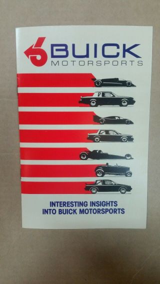 1985 Buick Motorsports Brochure/nascar/imsa/usa Indy 500/nhra/scca