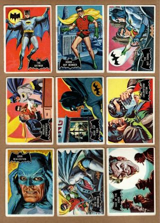 Complete Set Of 1966 Topps Batman Trading Cards,  55 Card Set