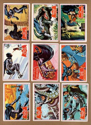 Complete Set Of 1966 Topps Batman Trading Cards,  44 Card Red Bat Set Vg/ex Cond.